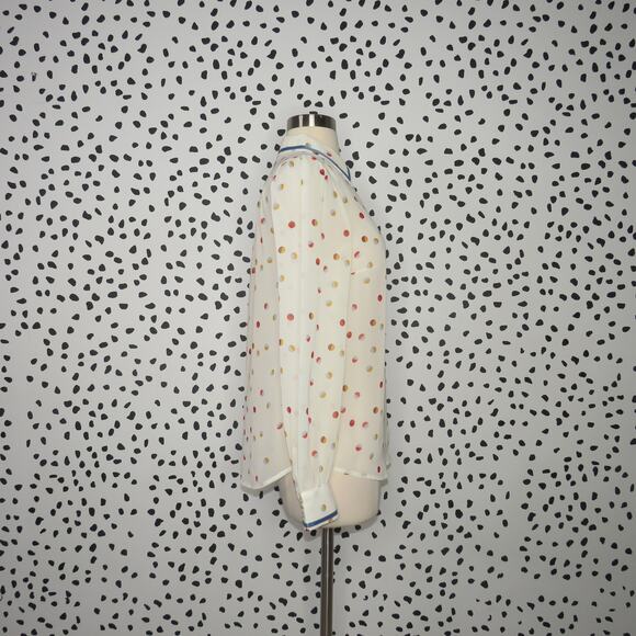 Modcloth Cream Polka Dot Print Be Buzzworthy Button Up Top - Picture 7 of 11